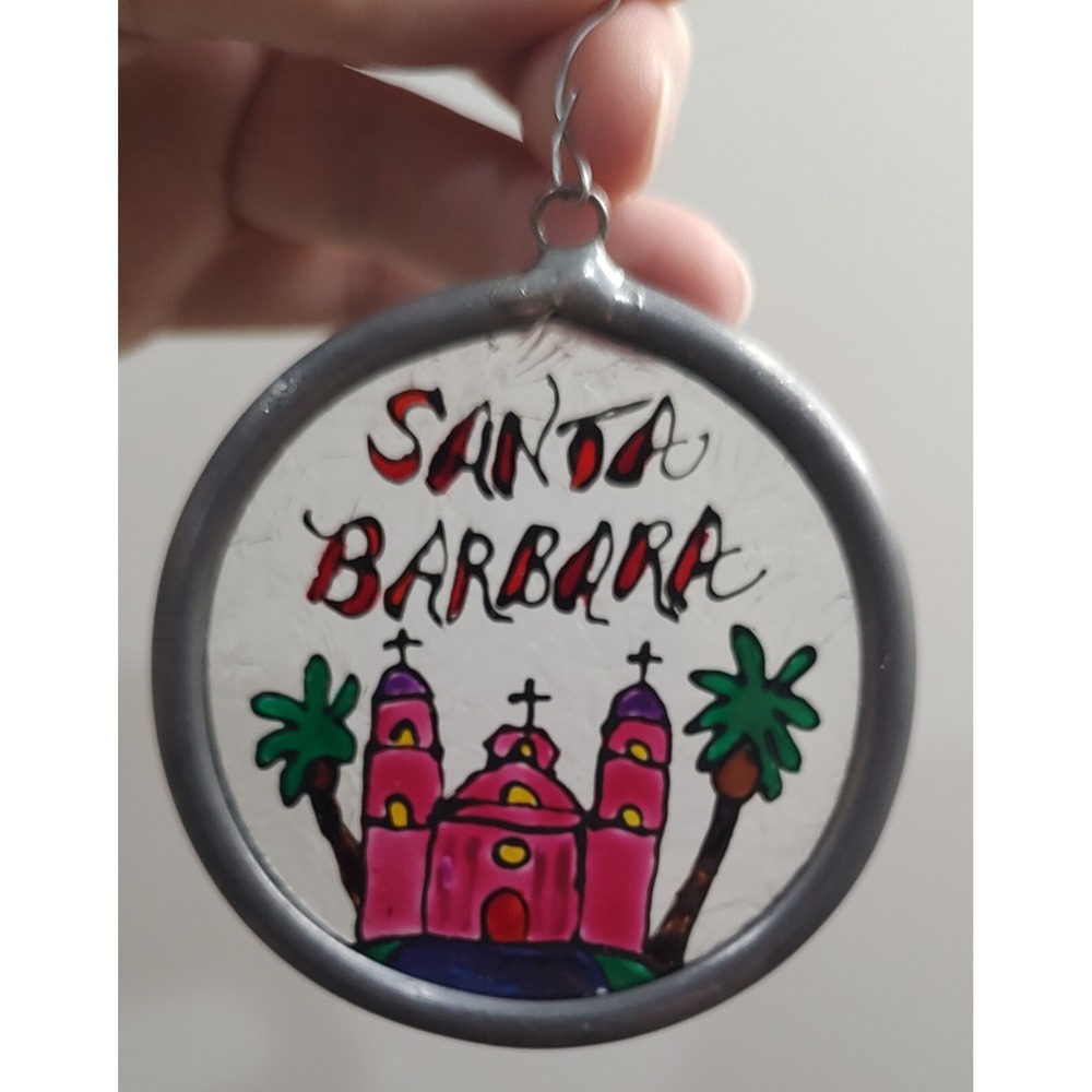St Andrews Abbey Mission Santa Barbara Christmas Ornament Hand Painted A4
